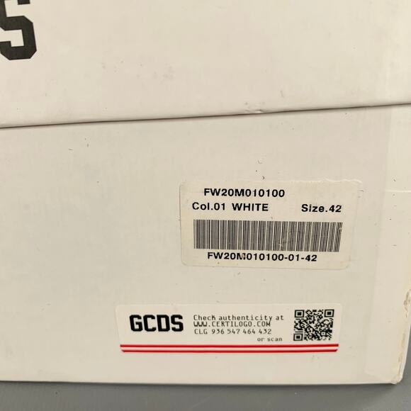 GCDS Size 9 White Red Black Leather Logo Low Top Platform Sneakers - Picture 13 of 14